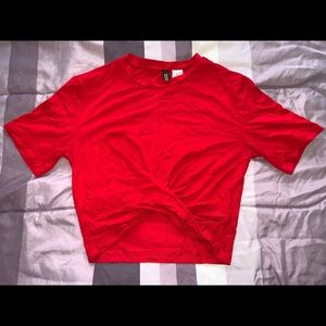 H&M Red Crop Top With Knot Detail ❤️